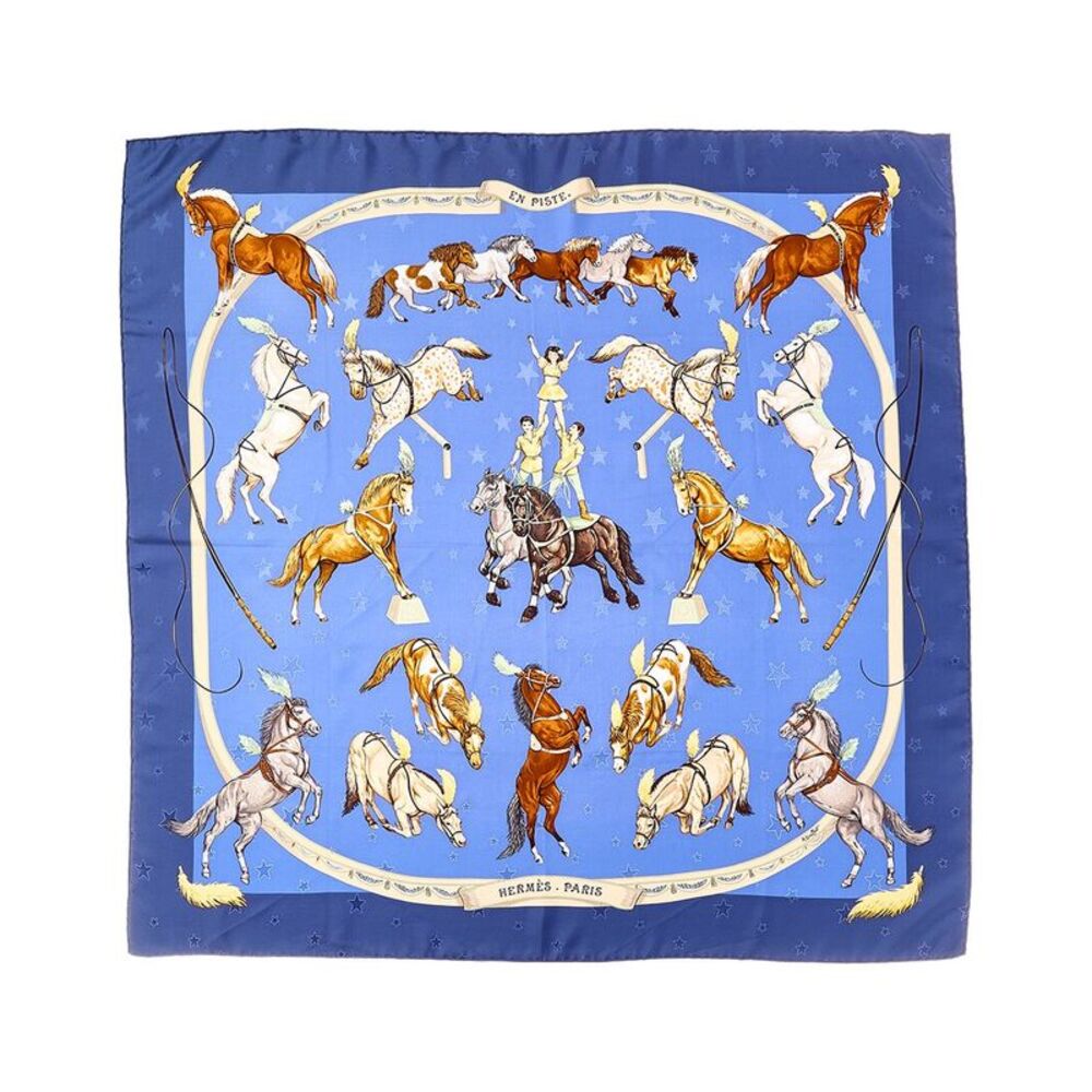 Hermès En Piste By Robert Dallet Mm Printed Silk Scarf (Authentic Pre-Loved)